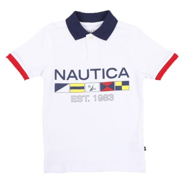 Polo Nautica Modelo Flags Blanco Talla S