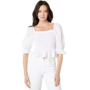 Blusa Tommy Hilfiger Modelo Smocked Blanco Talla S