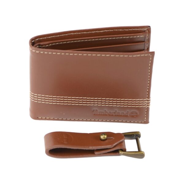 Billetera Timberland de Cuero Modelo Bifold Cognac con Llavero - Imagen 3