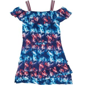 Vestido Tommy Hilfiger Modelo Ruffled Azul Talla 12-14